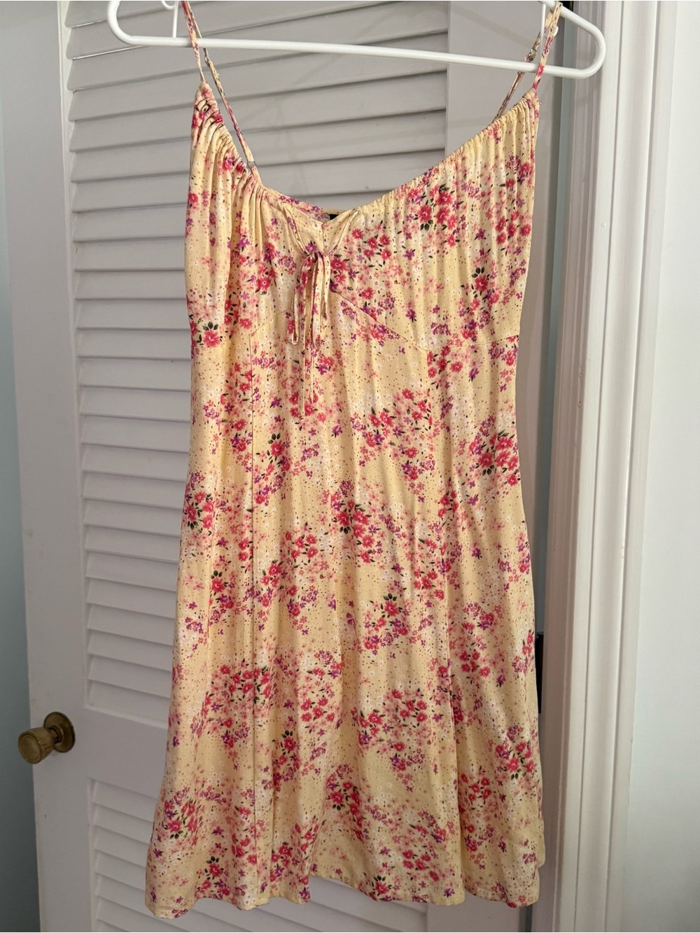 Forever 21 Yellow Slip Dress with Pink Floral Pattern